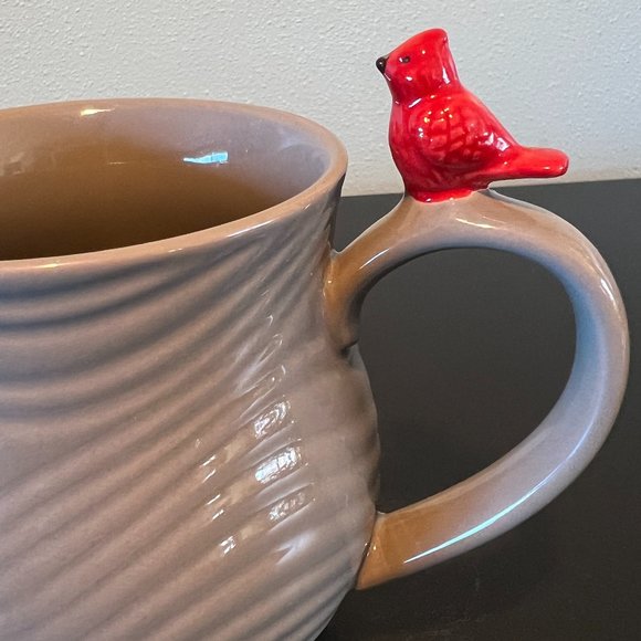 Temp-tations by Tara WOODLAND Embossed Tree Ring Pattern Mug with Red Cardinal - Picture 5 of 9